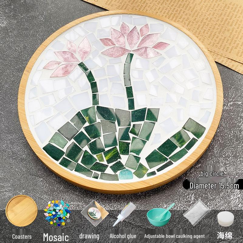 Handmade Glass Mosaic Cup Mat Pixel Puzzle DIY Kit - Educational Toy