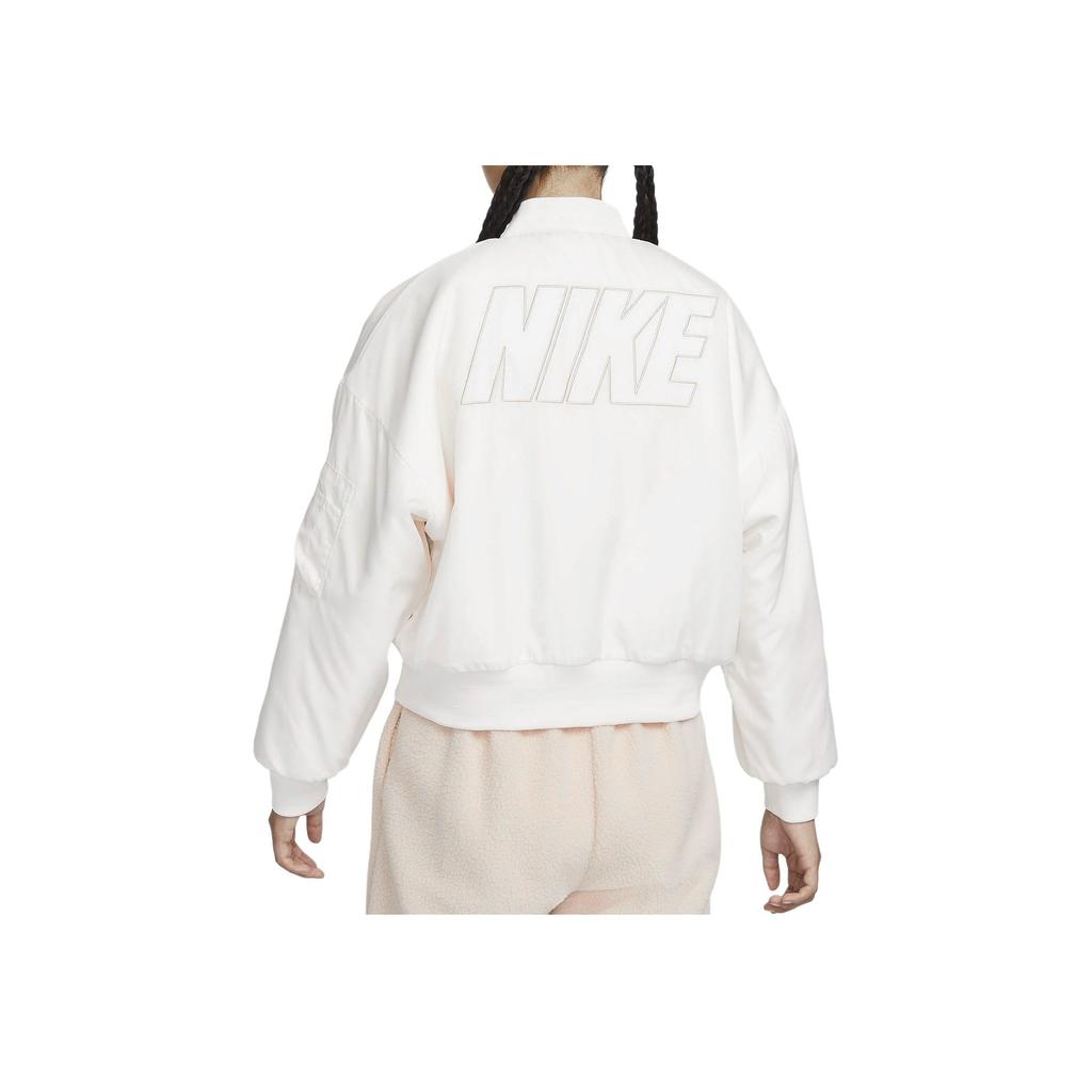 Nike Krátká bunda s límečkem stojáčkem, oboustranná, ležérní, z umělé kožešiny, dámské svrchní oblečení, bílá FB8693-133