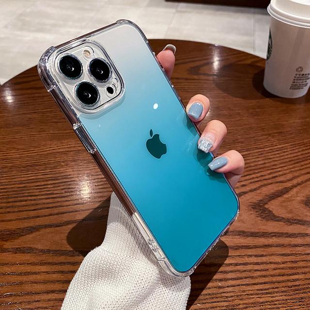 Transparent Gradient Rainbow Color Case For Iphone 13 12 11 Pro Max X Xr Xs Hard Acrylic Shockproof Crystal Cover Capa