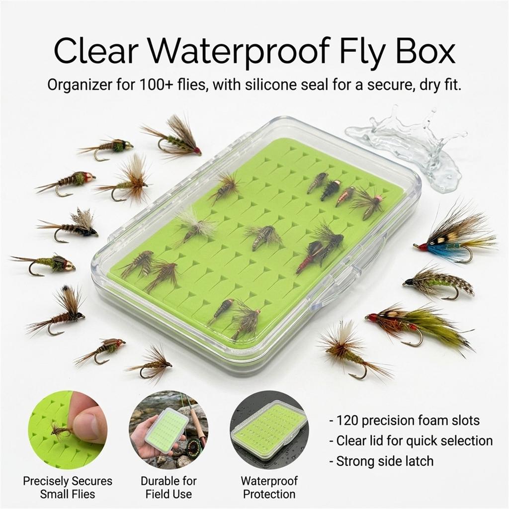 Fly Fishing Hook Box with Foam Waterproof Nymph Slim Fly Box Fishing Gear Transparent S M L Fishing Tackle Box For Fishing Use