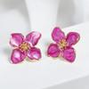 Obega Fuchsia Epoxy Flower Earrings Stud Korean Flowers Women Earring Post Spring Summer New Trendy Girls Cute Jewelrys
