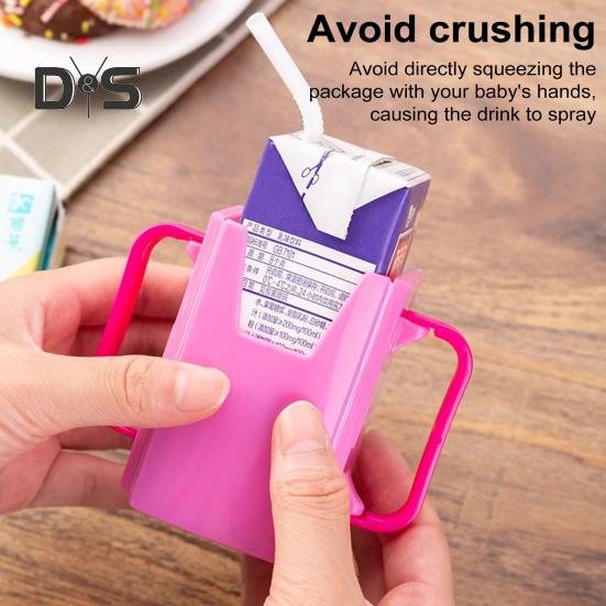 Juice Box Holder for Toddlers Anti-Squeeze Cup Holder with Handle Adjustable Milk Carton Stand Spill-Proof Kids Pouch Holder Lightweight Portable