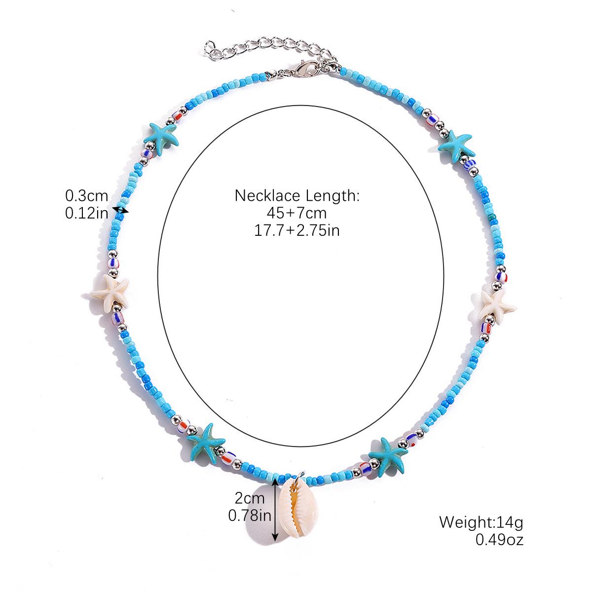 

Богемное колье-чокер с морской тематикой, из бисера, с морской звездой и ракушками