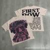 Unisex Oversized Box Fit Cotton Tee With Embroidered Rhinestone Washed Print Round Neck Short Sleeve Casual Top