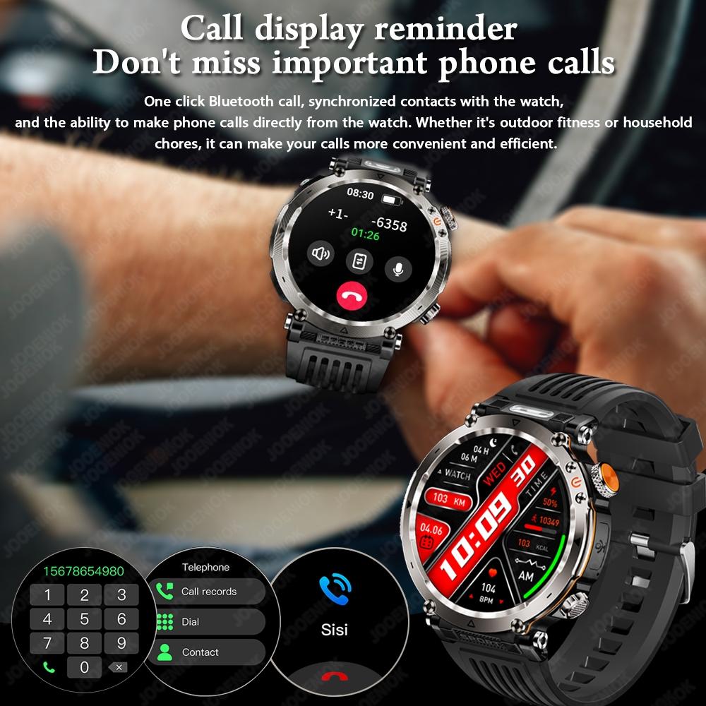 Military Smartwatch Men With LED Flashlight 1.7 Inch 3ATM Waterproof Fitness Watch 600 mAh Battery Talking Smartwatch