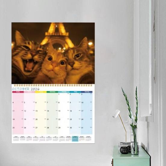 2026 Wall Calendar Funny Cats Wall Hanging Calendar Jan.2026 - Dec.2026 12-Month Planner for Home Office