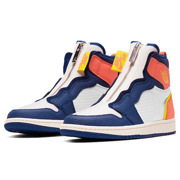 New JORDAN 1 Retro High Zip Blue Void Turf Orange Women's AQ3742-100