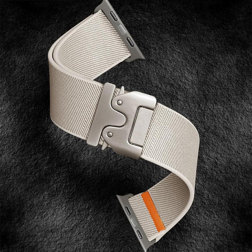 Cross-Border Compatible Elastic Nylon Band for Apple Watch (Series 1-9) with Parachute Buckle.