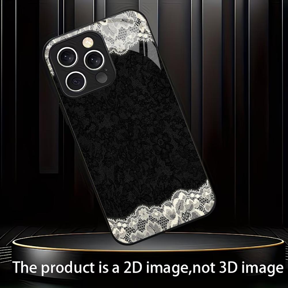 Trendy Black Floral Lace phone case mobile phones for iphone 17 pro max cover Glass for iPhone 17 16 15 14 13 12 11pm Pro Plus