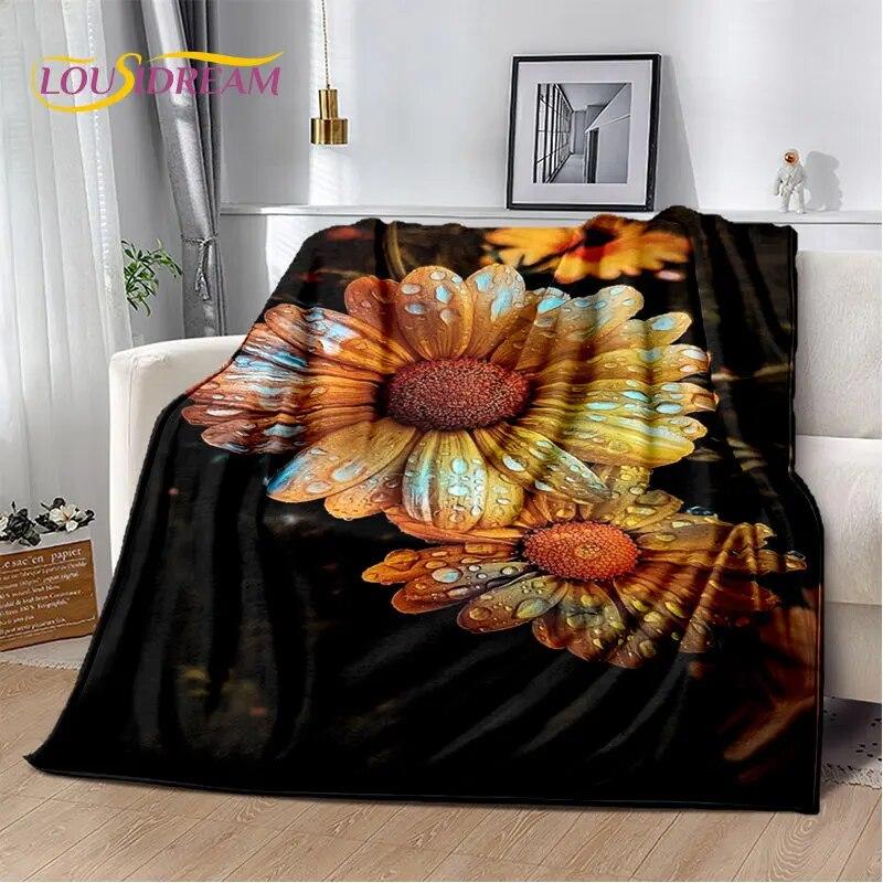 Nordic 3D Daisy Flower Soft Plush Blanket,Flannel Blanket Throw Blanket for Living Room Bedroom Bed Sofa Picnic Cover Bettdecke