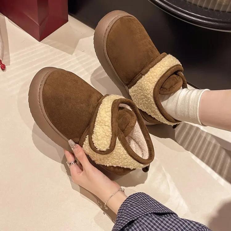 Bag with Cotton Shoes Female Winter Thick Soles Trampling Death Korean Version Warm Home Outside To Wear Boots