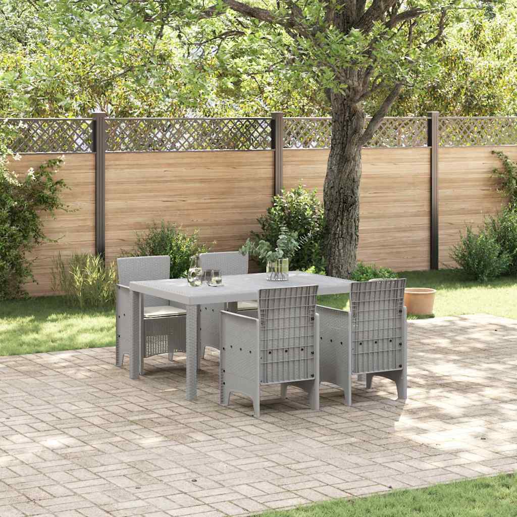 Garden Dining Set 5 pcs Light Grey Poly Rattan