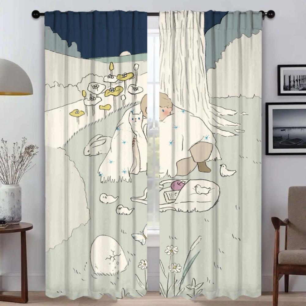 Dream Girl Curtains Child Room Partition Kitchen Curtains for Camera Halloween Decoration Blackout Curtain Shades Living Elegant