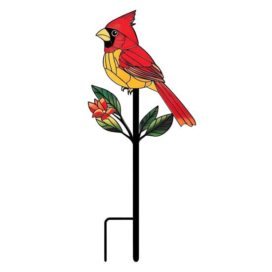 Non-fading Metal Garden Posts Bird Stake Decor, Weather Resistant Printed Flat Yard Art Ornament, Rustproof Planter Outdoor Markers Pot Insert