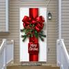 ChristmasDoor Cover Banner 71x35 Inch Red Bow and Holly Decoration for Front Door Holiday Indoor Outdoor Home Decor