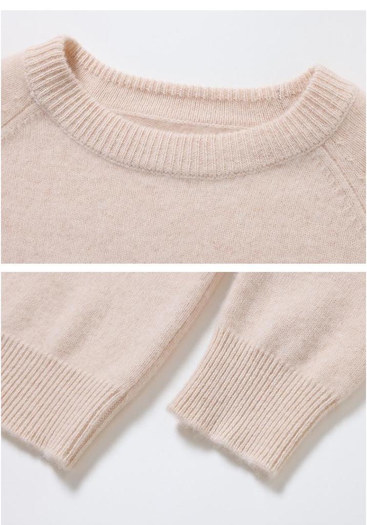 2025 Autumn/Winter Women's Thickened Cashmere Jacquard Slim Fit Knitwear Long Sleeve Round Neck Sweater