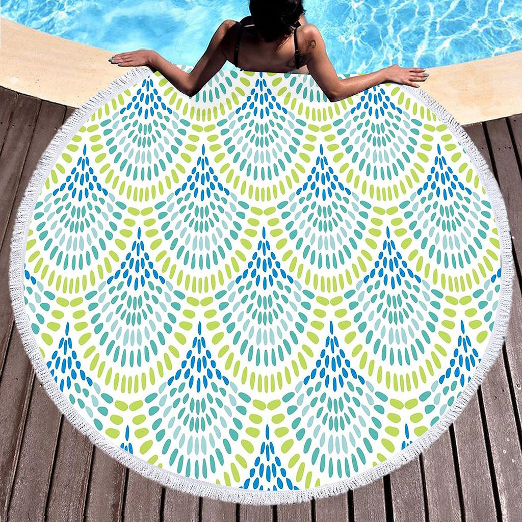 Telo da Spiaggia Rotondo Floreale Boho Microfibra Bohemia Assorbente Coperta da Spiaggia Geometrica Astratta Asciugamano da Piscina per Viaggio Picnic Bagno