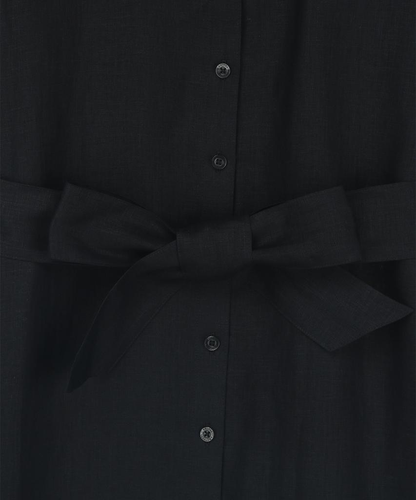 BROOKS BROTHERS Linen Belted Shirt Dress (Black) (Bbdzwm7129Ues)