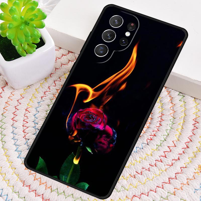 Burning Love Rose Phone Case for Samsung Galaxy Note 10 Pro S26 Ultra S23 S24 FE S25 S21 S22 PLUS Shockproof Cove