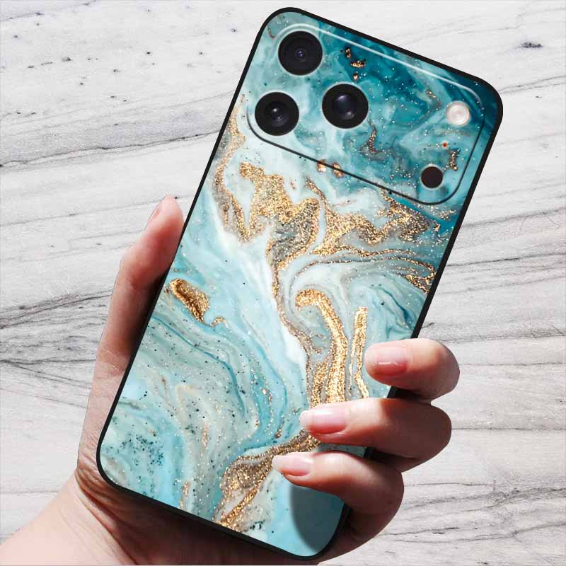 Marble Case For iPhone 16 Pro Max Black Edge Cover For iPhone17 Air 16e iPhone16 Plus Luxury Silicone Phone Cases Soft TPU Bag