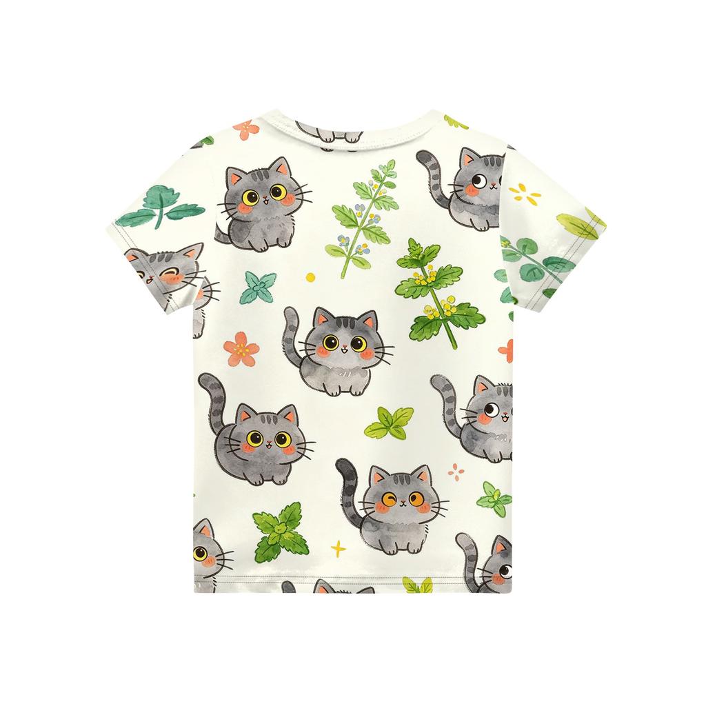 Kids Short Sleeve T Shirt Casual Loose Fit Crew Neck Top with Animal Print Soft Comfortable Fabric Suitable for Everyday Wear