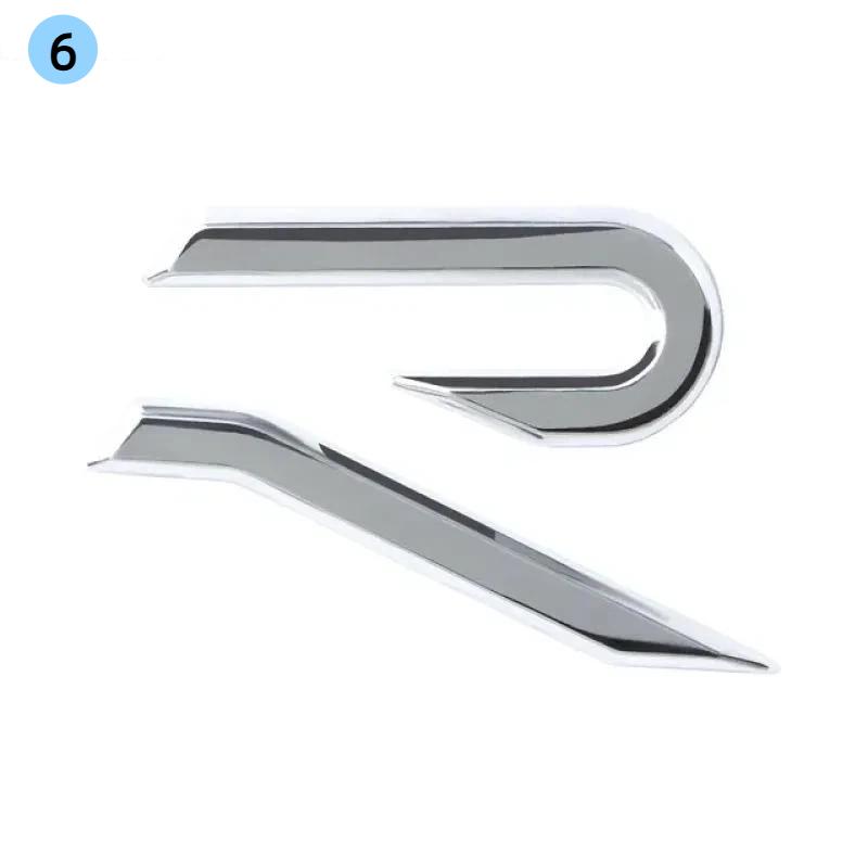 1Pcs ABS R Emblem Side Body Fender Stickers Decorative Accessories For V-V V R M-agotan P-olo G-olf L-avida T-haru Rline P-assat
