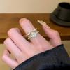 18K Gold Plated Pearl & Diamond Open Ring: High-End Fashion Jewelry for Women