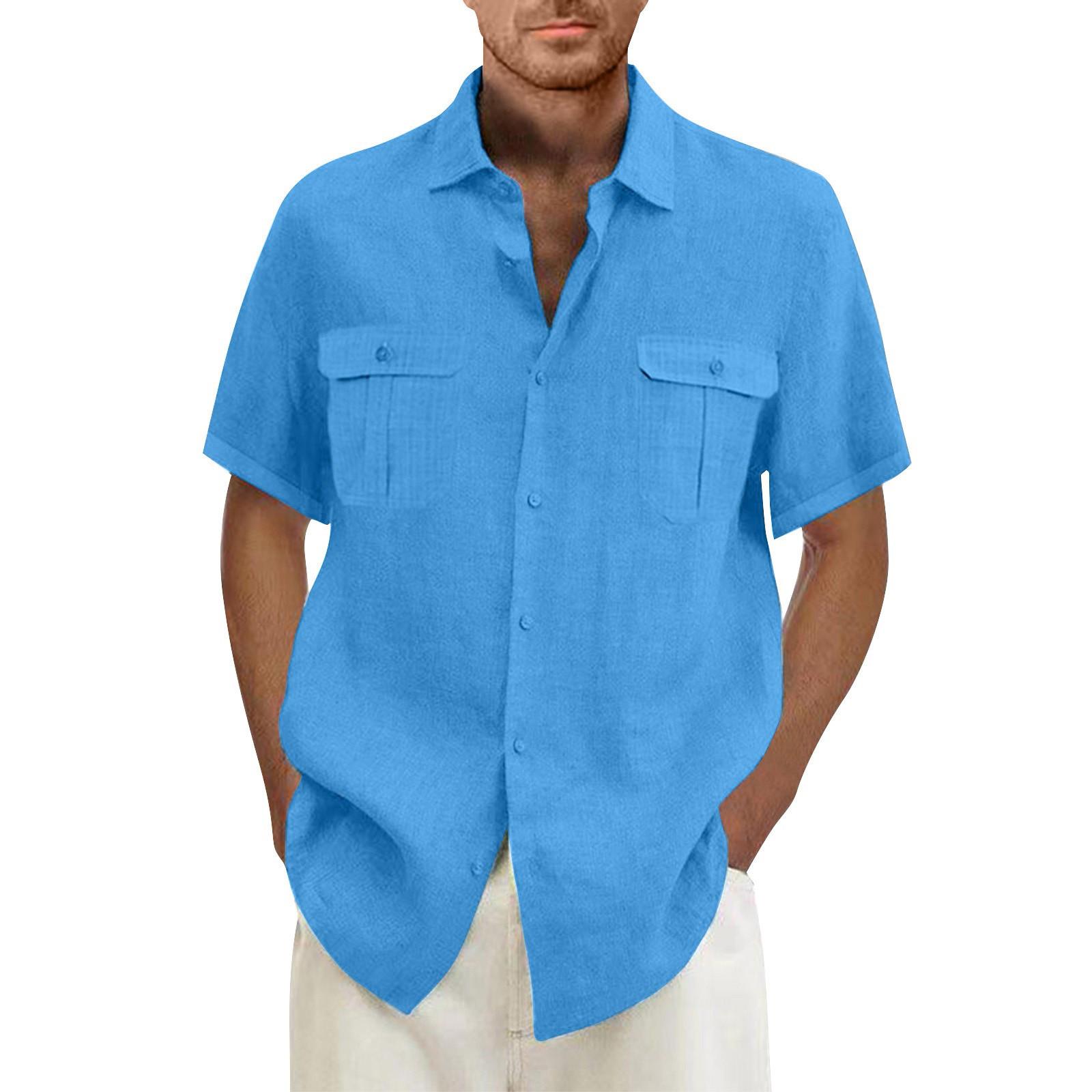 

Дизайнерские весенне-летние мужские повседневные хлопковые льняные рубашки с коротким рукавом, свободные рубашки XXXXXL