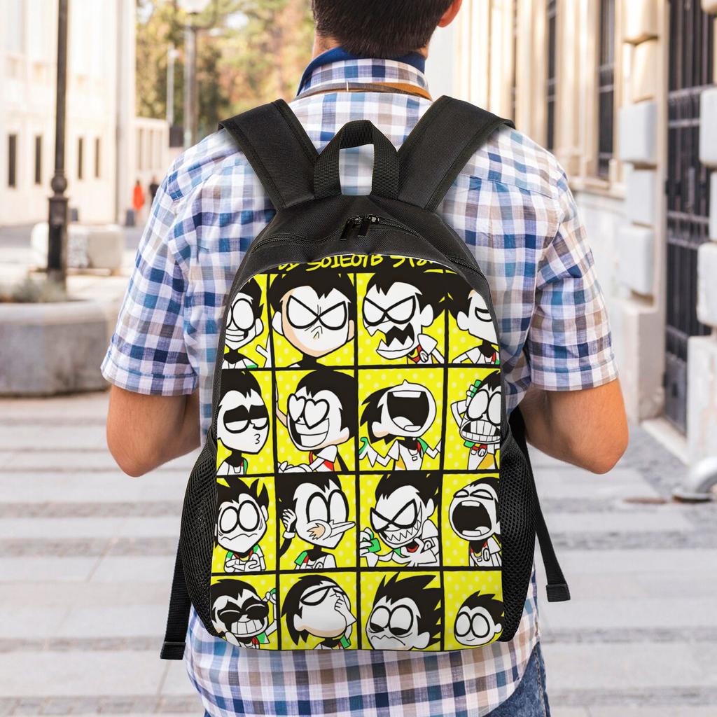 Teens Titans Go Backpack Fun Backpacks Female Outdoor Soft High School Bags Designer Rucksack