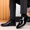 Black Patent Leather Shoes Slip On Formal Men Shoes Plus Size Point Toe Wedding Shoes for Male Elegant Business Casual Shoes