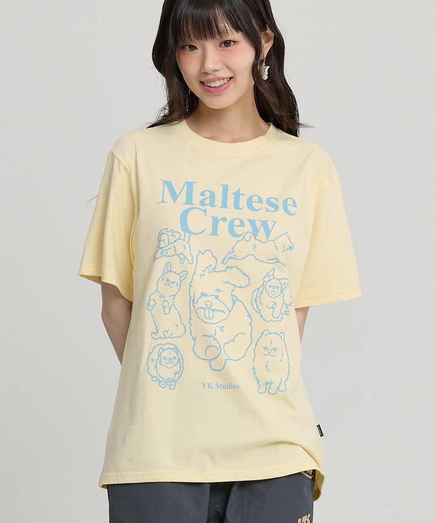 WAIKEI Maltese Crew Line Graphic Short Sleeve T-Shirt Lemon