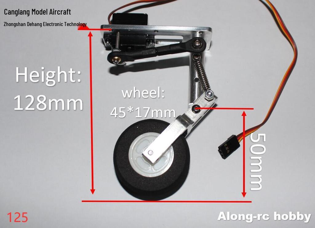 Cang Lang Remote Control Aircraft DIY Parts: Servo Kneeling Shock Absorber with Front/Rear Wheels and Steering Landing Gear Set