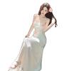 New Niche Waist Suspender Dress Women's Summer Design Sense Medium and Long Handmade Flower Vacation Skirt