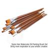 13Pcs Nylon Hair Watercolor Oil Painting Flat Brush Set Wooden Handle Professional Art Supplies