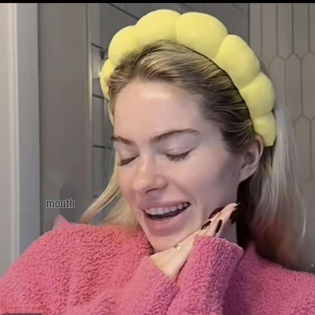 Women's Cute Blue Cloud Headband - Wide, High Skull Top for Face Washing