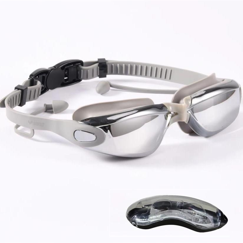 Professionelle Anti-Beschlag-Schwimmbrille für Erwachsene mit Ohrstöpseln Herren Damen Schwimmen Auslaufsicher Verstellbar UV-Schutz Brille