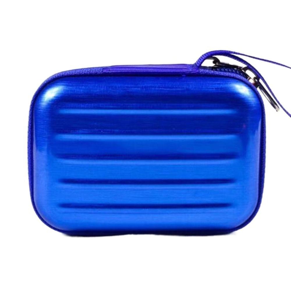 

Сумка для хранения помады на молнии, сумка для наушников, чемодан, кошелек, простой жестяной кошелек для монет, для женщин синий