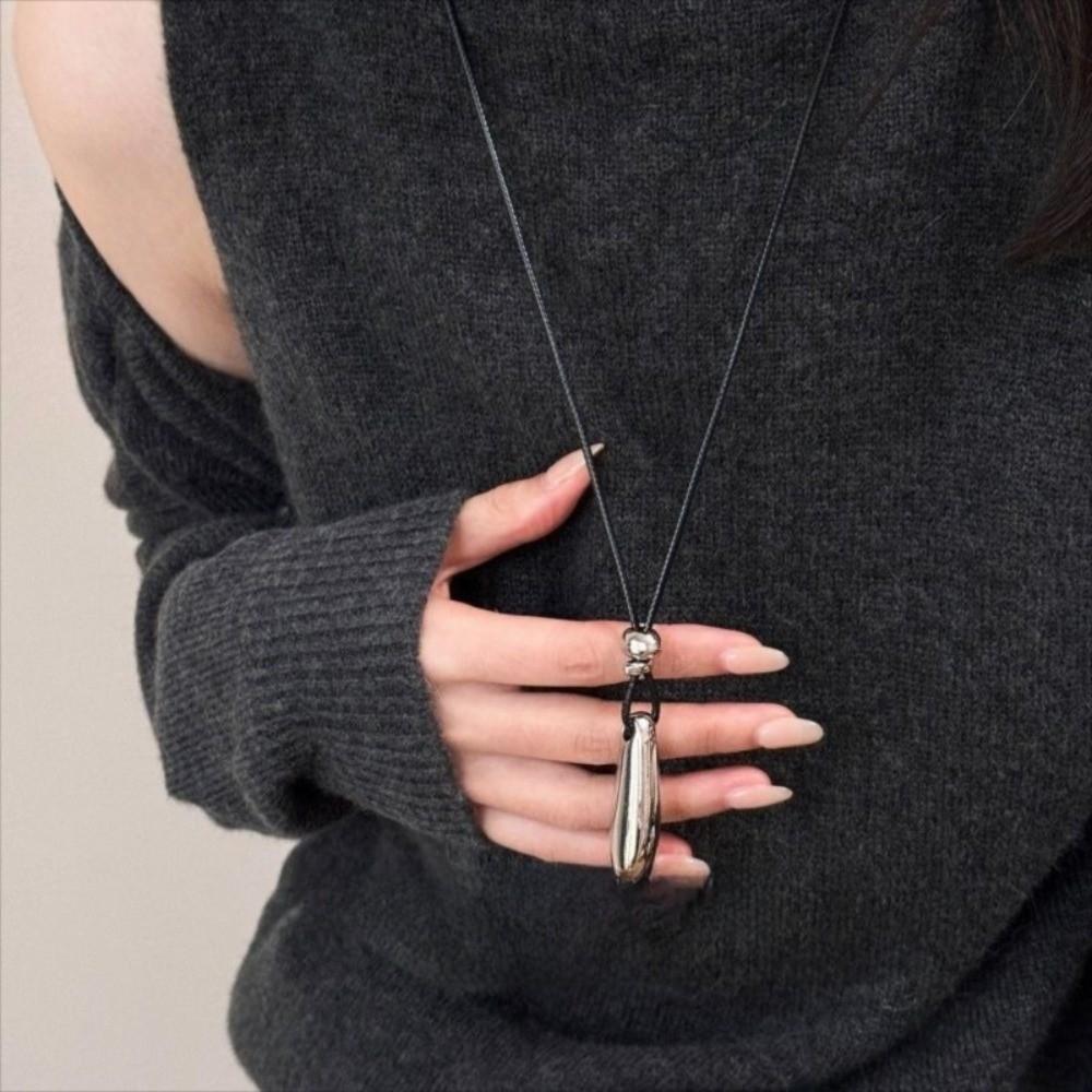 Water Drop Shaped Drop Shaped Necklace Metal Long Clavicle Chain Simple Long Necklace  Outdoor