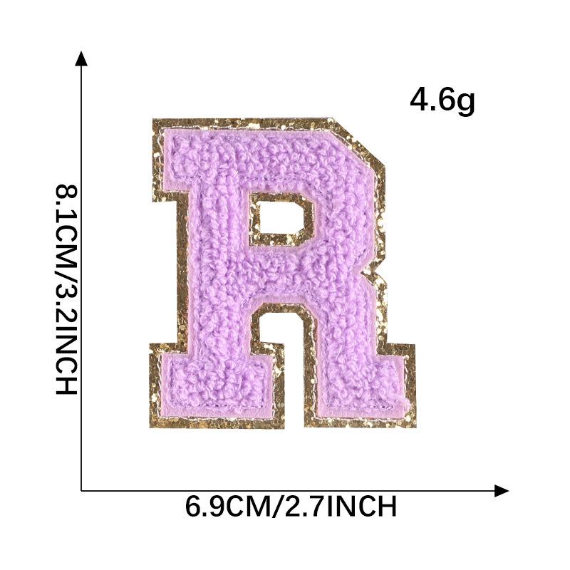 Embroidery Label Towel Embroidery Colored English Letter Patch Clothing Accessories Gold Edge Sticker Embroidery Chenille Embroidery Cloth Sticker
