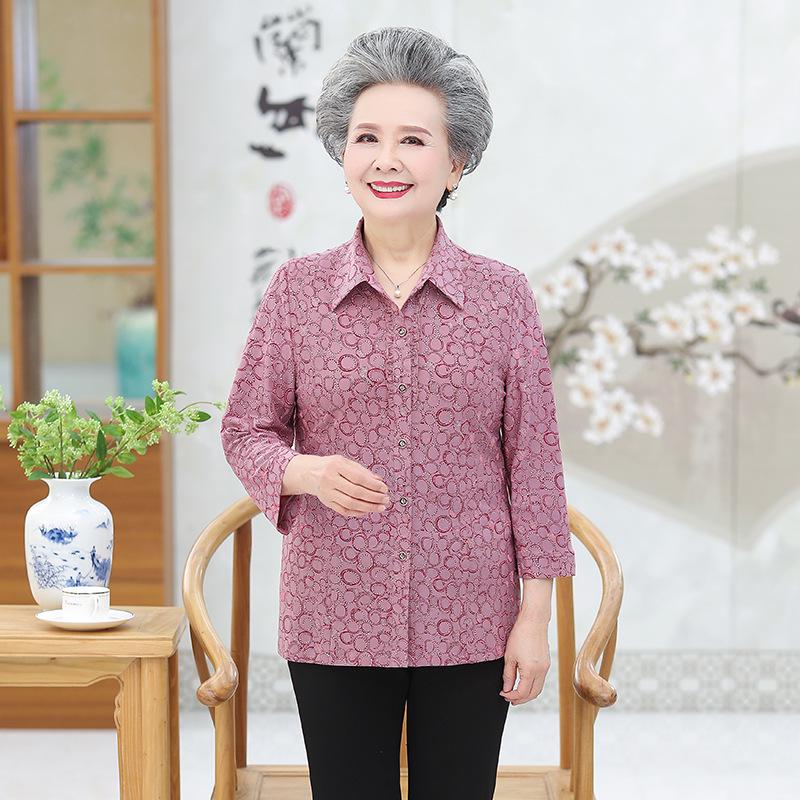 Grandma s Style Silk Shirt - Summer Mulberry Silk Loose Top for Elderly Women 4XL фиолетовый