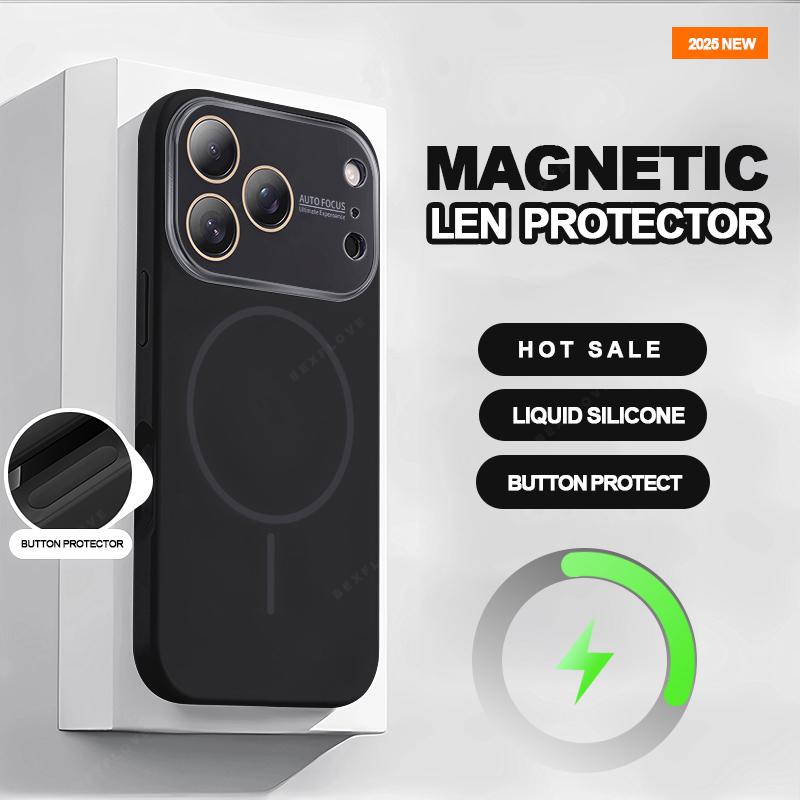 Big Window Magnetic Phone Case for For Iphone 17 Air 16 1 13 14 Pro Max Liquid Silicone Shockproof Protector Cover