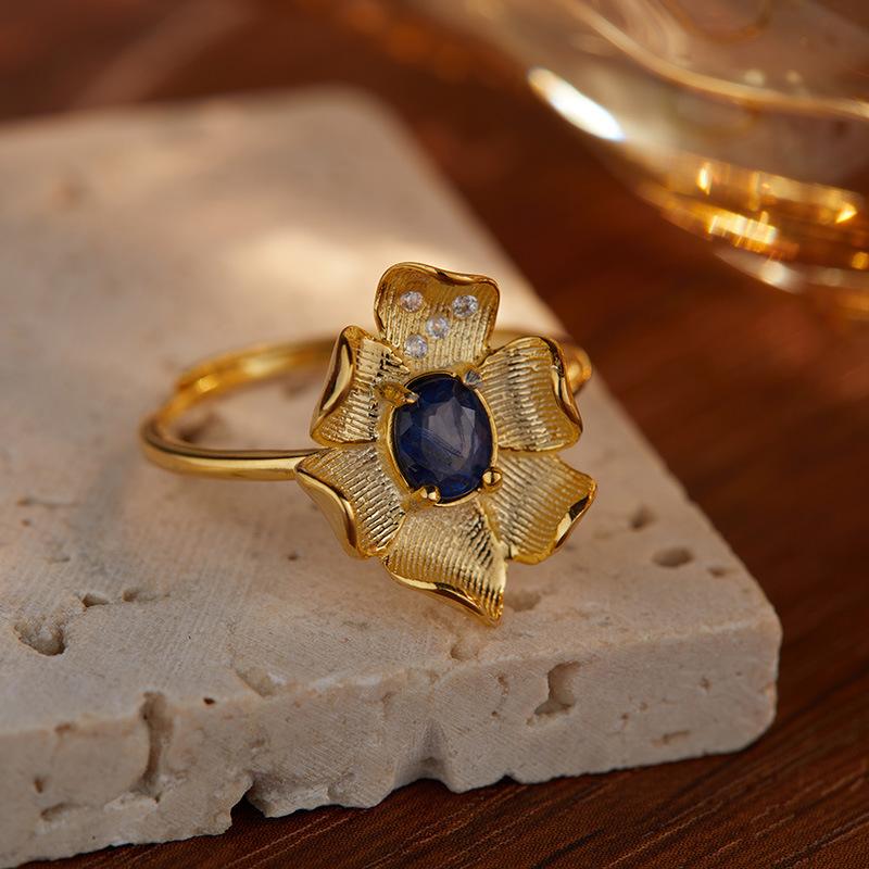 Earrings S925 Sterling Silver With Natural Treasure Necklace Women'S Flower Design Jewelry Set