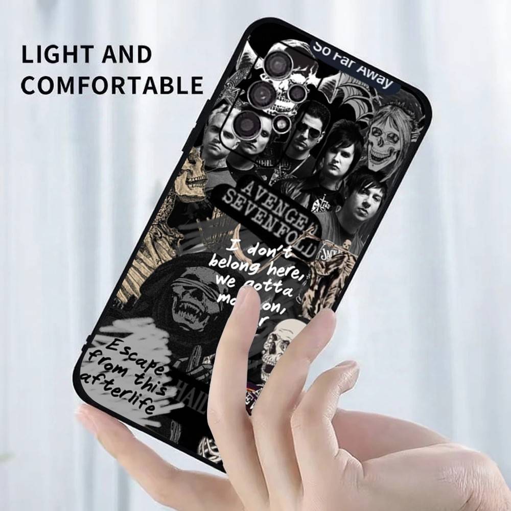 A- Cover per Telefono Avenged Sevenfold Per Samsung S25,S24,S23,S22,S21,S20,S10,Ultra,Plus,Lite,FE,Cover Nera in Morbido Silicone