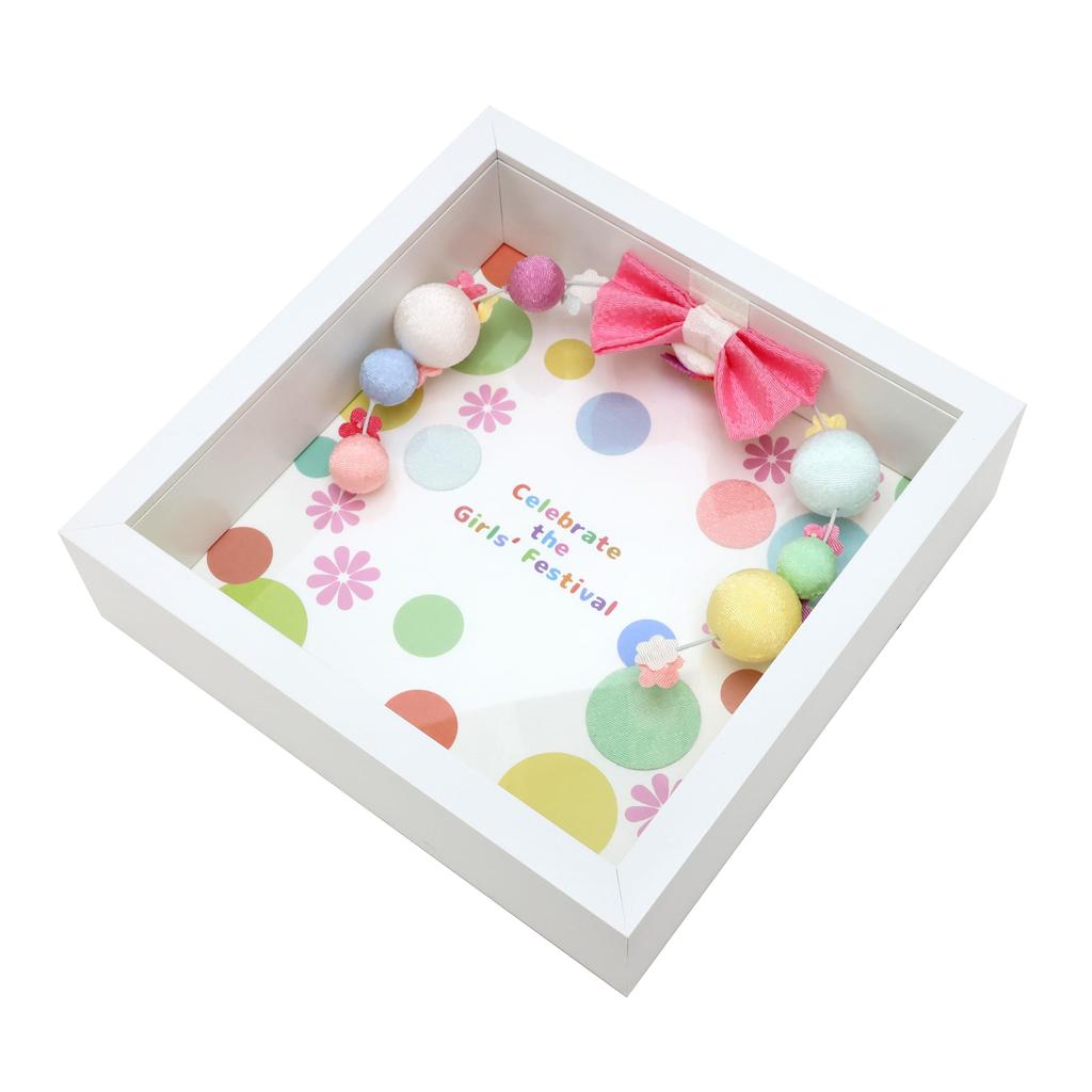 Osaka Choseido Hina Dolls, Compact Mini Hina Dolls, Hinamatsuri (Girl's Festival), Chirimen Craft, Posh Poteri Hina Frame Decoration