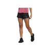 adidas Logo Print Elastic Waist Split Shorts Women Bottoms Black HZ6010