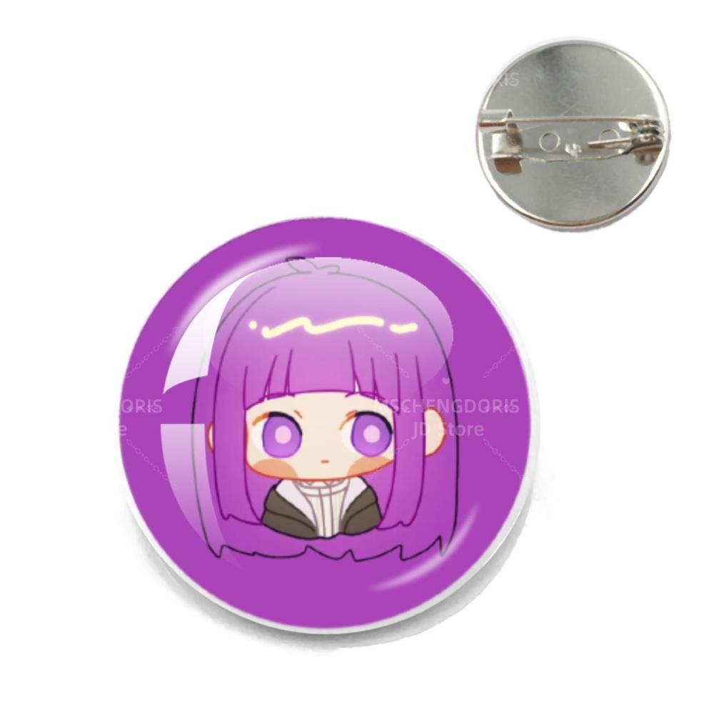 Anime Frieren Pins Cartoon Badge Round Creative Glass Metal Brooches For Backpack Jewelry Accessories Gifts