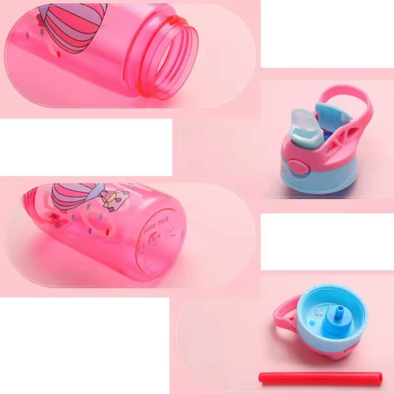 480ML Kids Water Sippy Cup Creative Cartoon Baby Feeding Cup with Straws Leakproof Water Bottle Outdoor Portable Children's Cups