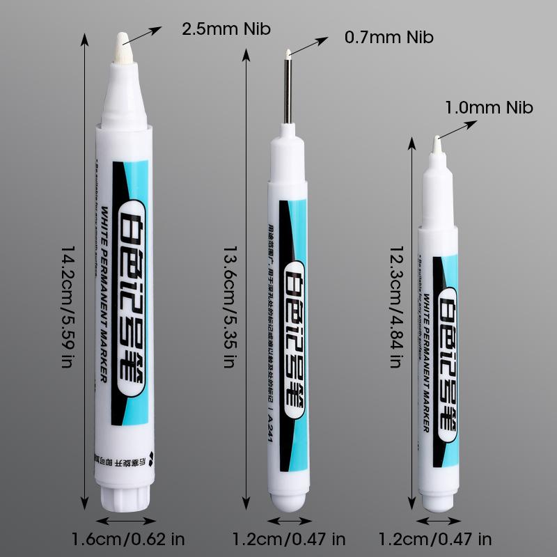 White Marker Oily Fine Tip Courier Waterproof Non-Fading Advertising Greeting Card Tire Glass Highlighter Pen Can Not Be Erased