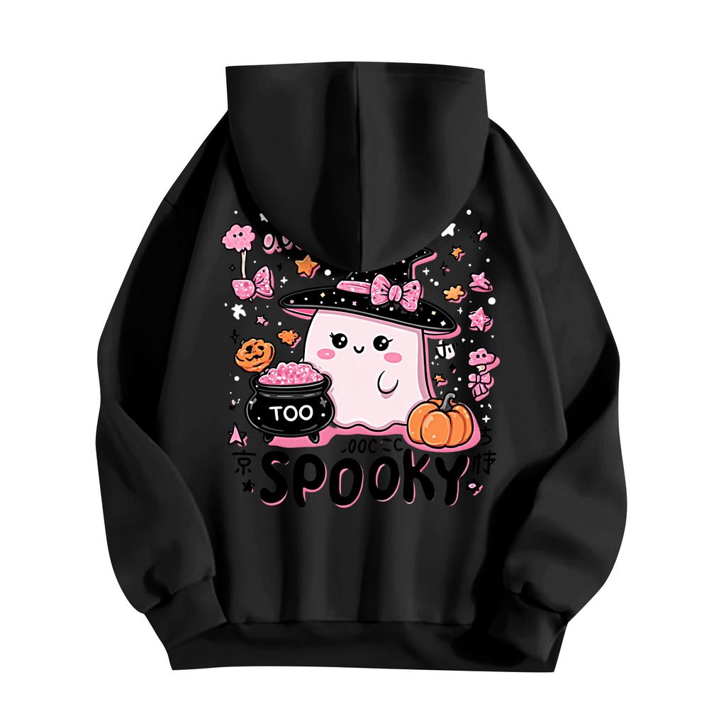 Children's Casual Fashion Halloween Print Long-Sleeved Hooded Sweatshirt