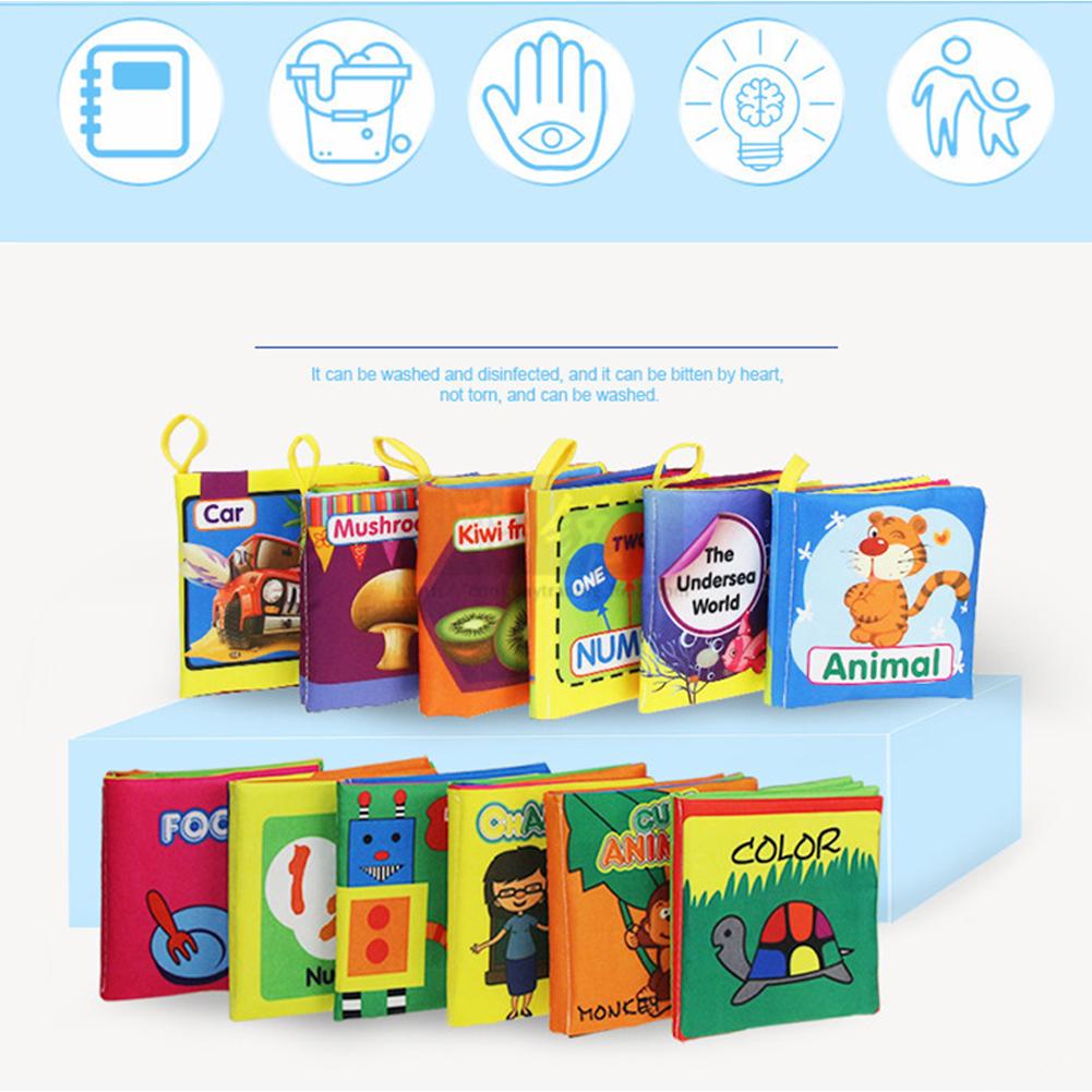 Early Education Toy English Palm Book Animal Digital Shape Recognition Green Cloth Book Gift